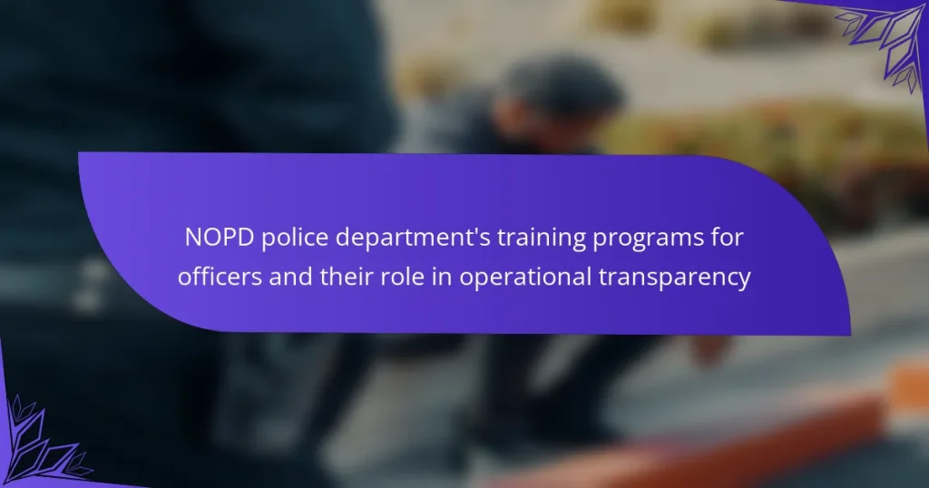 NOPD police department’s training programs for officers and their role in operational transparency